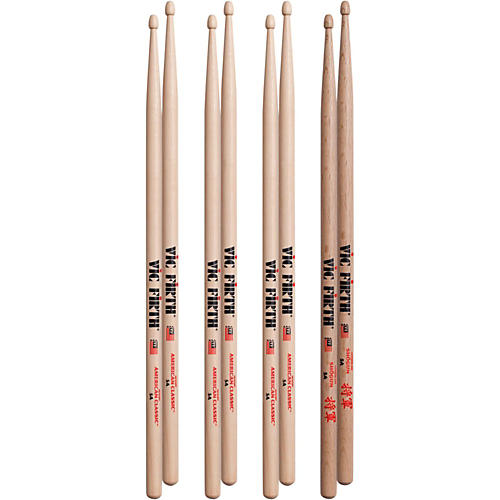 3-Pair 5A Sticks with Free Pair Shogun 5A Oak Wood Tip