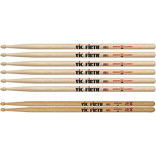 3-Pair 5B Sticks with Free Pair Shogun 5B Oak Wood Tip