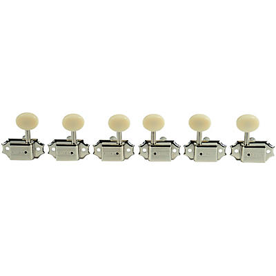 Kluson 3 Per Side Deluxe Series Oval White Plastic Single Line Logo Tuning Machines