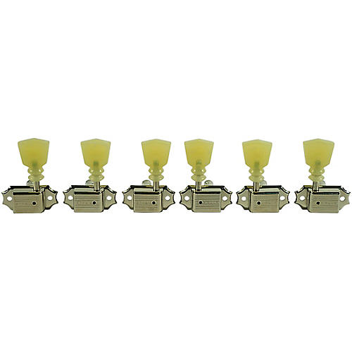 Kluson 3 Per Side Deluxe Series Pearl Double Ring Single Line Logo Tuning Machines Nickel