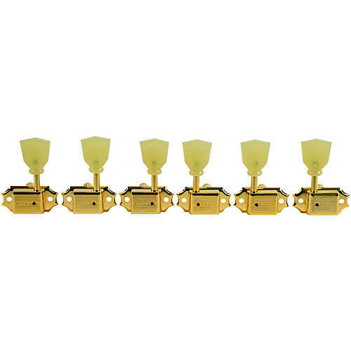 Kluson 3 Per Side Deluxe Series Pearl Single Ring Single Line Logo Tuning Machines Gold