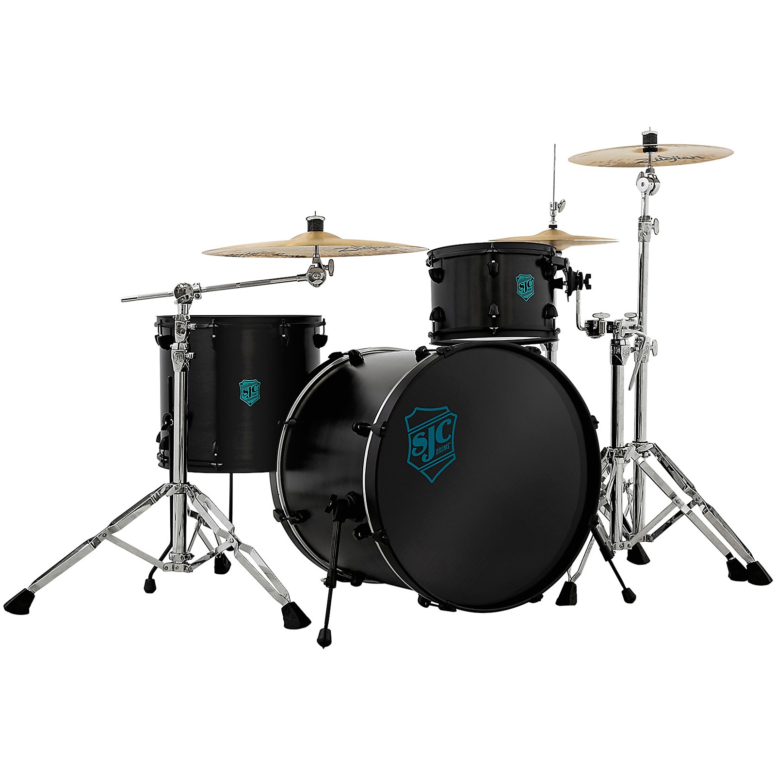 SJC Drums 3Piece Pathfinder Shell Pack Midnight Black Satin Musician