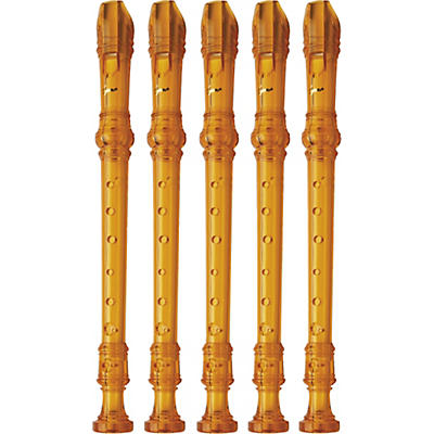 Lyons 3-Piece Recorder Baroque Fingering Transparent Orange 5-Pack