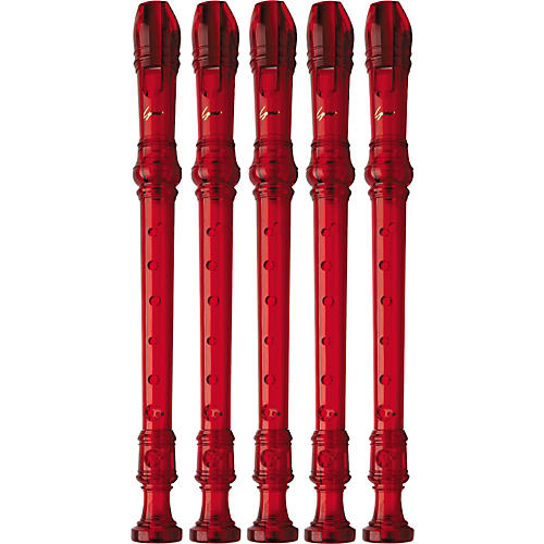 3-Piece Recorder Baroque Fingering Transparent Red 5-Pack