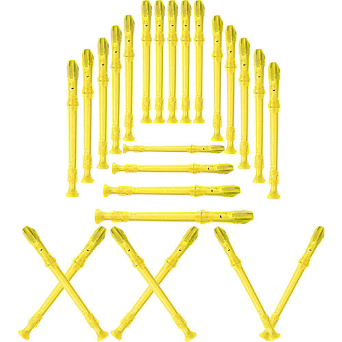 3-Piece Recorder Baroque Fingering Transparent Yellow 25-Pack