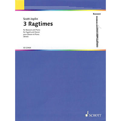 Schott 3 Ragtimes (for Bassoon and Piano) Woodwind Series Softcover