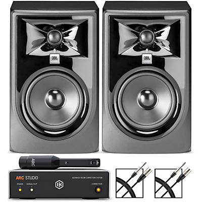 JBL 305P MKII 5" Studio Monitor Pair With IK Multimedia ARC Studio Advanced Room Correction System