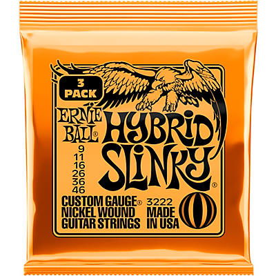 Ernie Ball 3222 Nickel Hybrid Slinky Electric Guitar Strings 3-Pack - (9-46)
