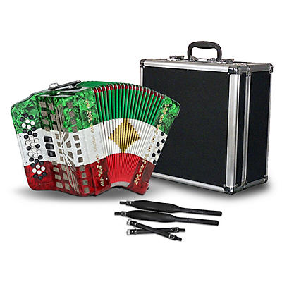 SofiaMari 34-Button Diatonic Accordion - Mexican Flag,