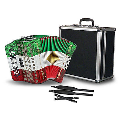 SofiaMari 34-Button Diatonic Accordion - Mexican Flag,