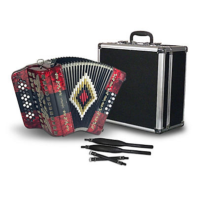 SofiaMari 34-Button Diatonic Accordion - Red & Black Tri-Color,