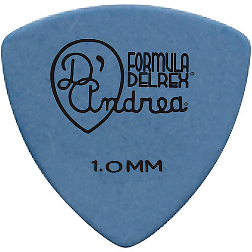 D'Andrea 346 Guitar Picks Rounded Triangle Delrex Delrin - One Dozen Blue 1.0 mm