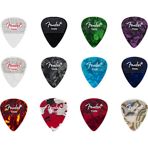 Fender 351 Dotted Celluloid Guitar Picks Thin 12 Pack