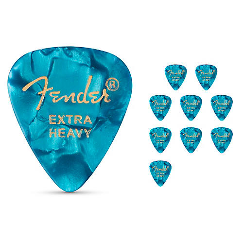 Fender 351 Premium Celluloid Guitar Picks  (12-Pack) Ocean Turquoise X-Heavy