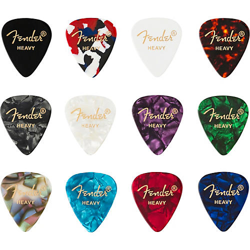 Fender 351 Shape Celluloid Medley Guitar Picks Heavy 12 Pack