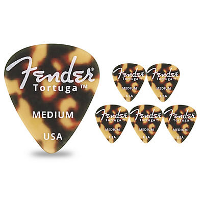 Fender 351 Shape Tortuga Ultem Guitar Picks (6-Pack), Tortoise Shell