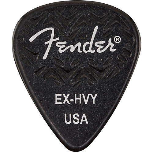 Fender 351 Shape Wavelength Celluloid Guitar Picks (6-Pack), Black Extra Heavy