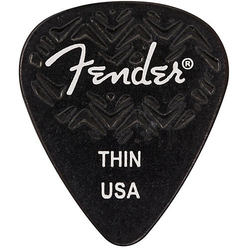 Fender 351 Shape Wavelength Celluloid Guitar Picks (6-Pack), Black Thin