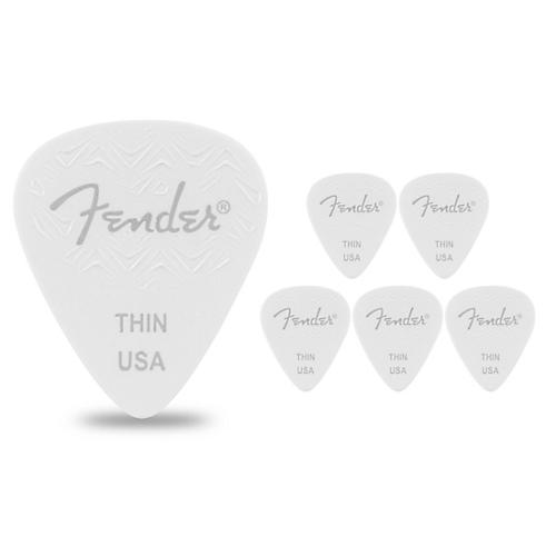 Fender 351 Shape Wavelength Celluloid Guitar Picks (6-Pack), White Thin