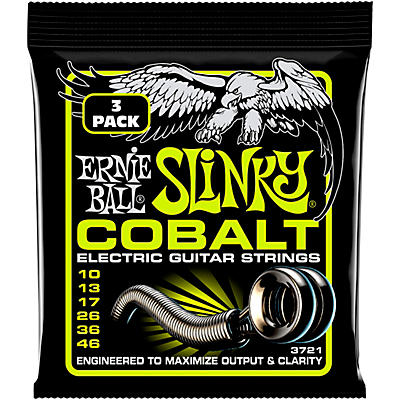 Ernie Ball 3721 Cobalt Regular Slinky Electric Guitar Strings 3-Pack