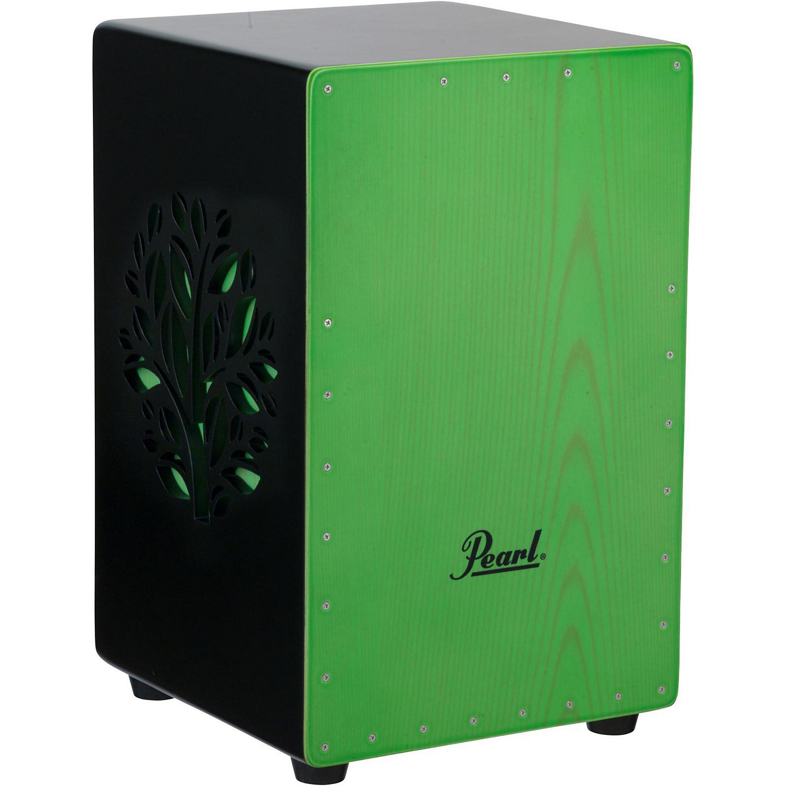 Pearl 3D Cajon with green faceplate and 3D tree Musician's Friend