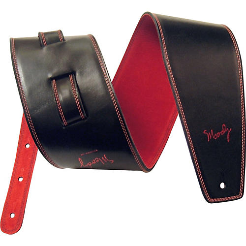 4.0 Leather Backed Guitar Strap - Black/Red