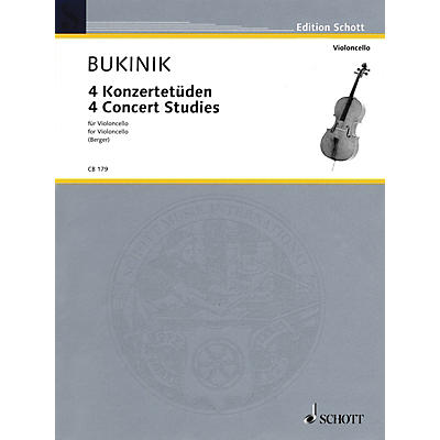 Schott 4 Concert Studies (Violoncello Solo) Schott Series Composed by Mikhail Bukinik