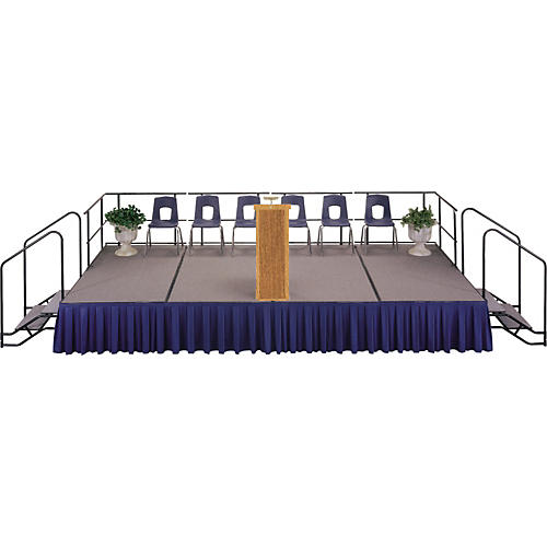 Midwest Folding Products 4' Deep X 8' Wide Single Height Portable Stage & Seated Riser 16 Inches High Pewter Gray Carpet