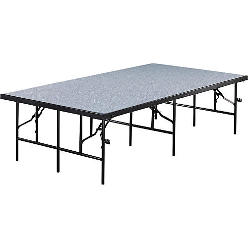 Midwest Folding Products 4' Deep X 8' Wide Single Height Portable Stage & Seated Riser 24 Inches High Pewter Gray Carpet