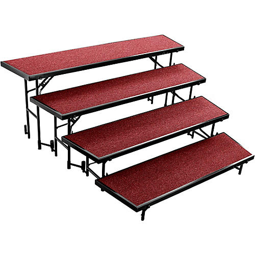 National Public Seating 4 Level Tapered Standing Choral Riser Red Carpet