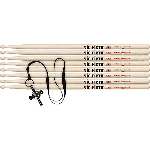 4 Pairs of American Classic Hickory Drumsticks, Plus a Free Vic Key