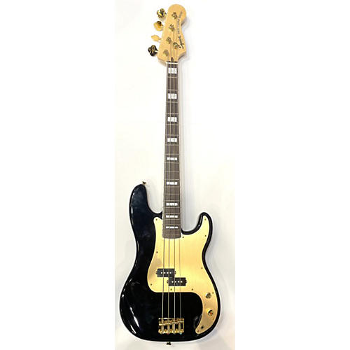 Squier 40th Anniversary Gold Edition P Bass Electric Bass Guitar Black and Gold