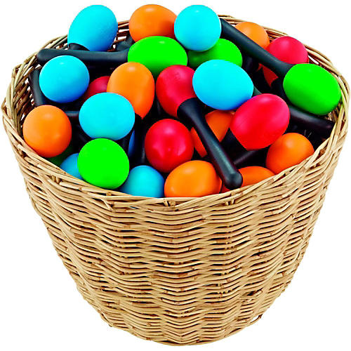 Nino 48-Piece Plastic Egg Maraca Assortment Set with Basket