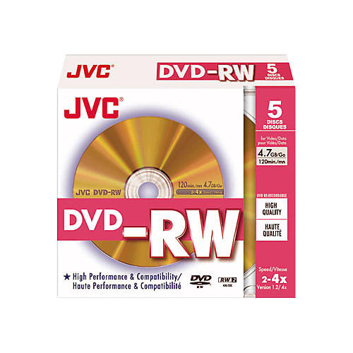 4X DVD-RW Photo-Grade Gold Jewel 5-Pack