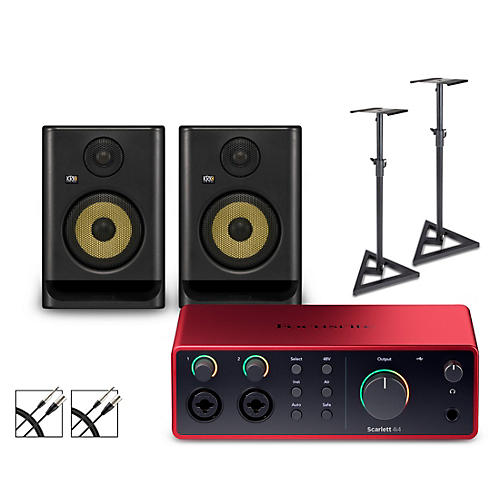 Focusrite 4i4 Gen4 with KRK ROKIT G5 Studio Monitor Pair (Stands & Cables Included) ROKIT 5