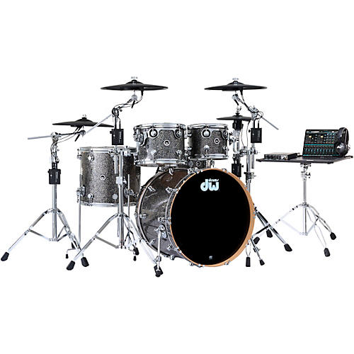 DWe 5-Piece Complete Kit Bundle with Roland Cymbals and DW Hardware Black Galaxy Finish Ply