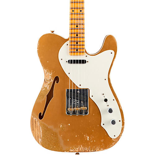 Fender Custom Shop '50s Custom Thinline Telecaster Electric Guitar Aged Aztec Gold over Gold Sparkle