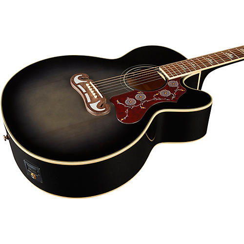 Epiphone J-200 EC Studio Acoustic-Electric Guitar Transparent Ebony Burst |  Musician's Friend