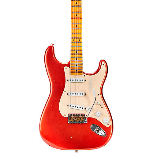 Fender Custom Shop 55 Dual-Mag Stratocaster Journeyman Relic Maple Fingerboard Limited Edition Electric Guitar Super Faded Aged Candy Apple Red