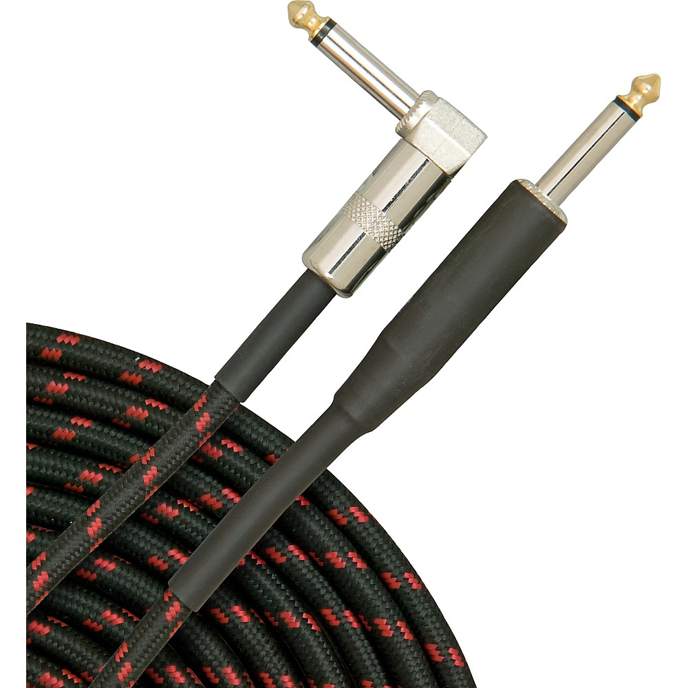 Musician's Gear Tweed Right Angle Instrument Cable 20 ft.s - Cables & Snakes - CI-397-20BK-RD Red