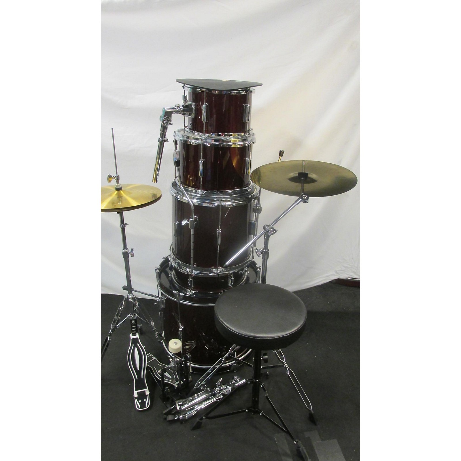Used Rogue 5pc Complete Drum Set Drum Kit Wine Red Musician's Friend