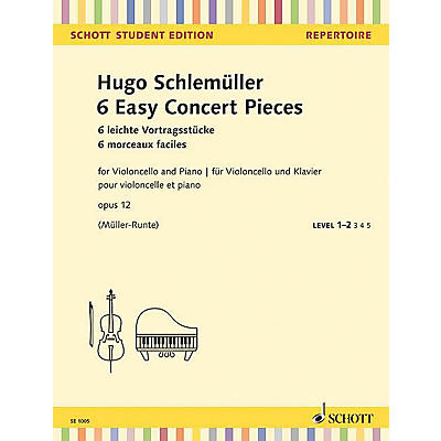 Schott 6 Easy Concert Pieces, Op. 12 (for Cello and Piano) String Series Softcover Composed by Hugo Schlemueller