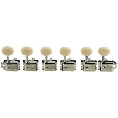 Kluson 6-In-Line Deluxe Series Oval Plastic Double Line Logo Tuning Machines Nickel