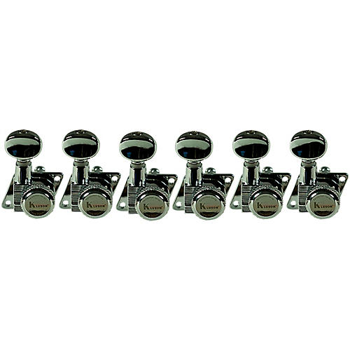 Kluson 6-In-Line Locking Revolution Series F-Mount Tuning Machines With Staggered Posts Chrome