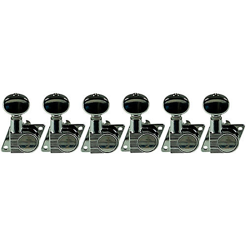 Kluson 6-In-Line Non-Locking Revolution Series F-Mount Tuning Machines With Staggered Posts Chrome