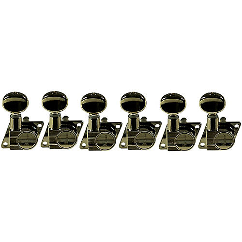 Kluson 6-In-Line Non-Locking Revolution Series F-Mount Tuning Machines With Staggered Posts Nickel