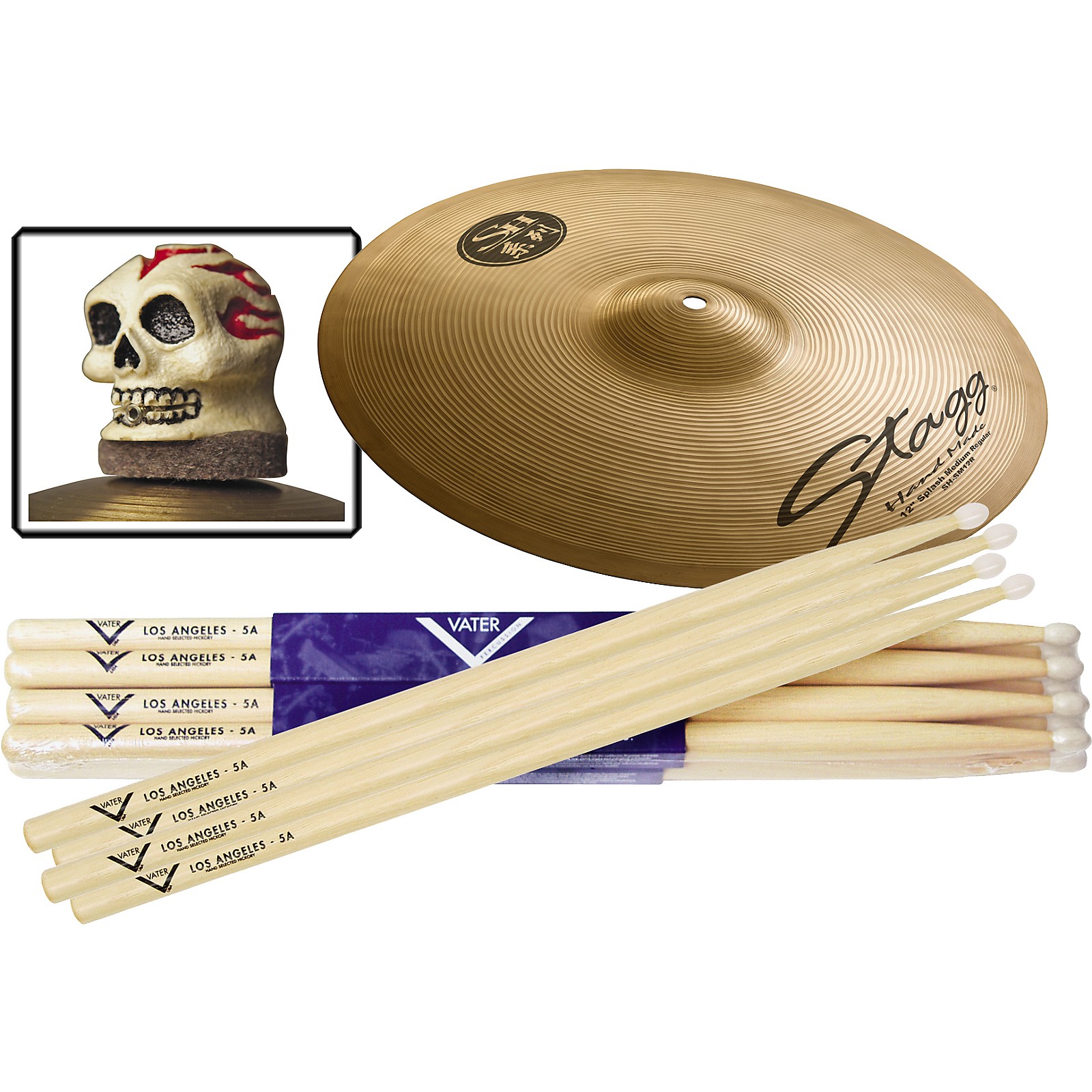 Vater 6Pair Hickory Drumstick Splash Slick Nut Pack, Nylon Tip 5A