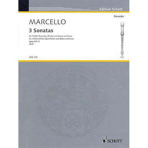 6 Sonatas, Op. 2, Volume 1 (1-3) (for Treble Recorder and B.C.) Schott Series