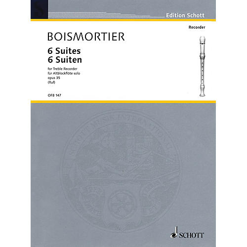 Schott 6 Suites Op. 35 (for Treble Recorder) Schott Series