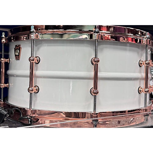 Ludwig 6.5X14 Polar-Phonic Brass Snare Drum White with Copper Hardware 15